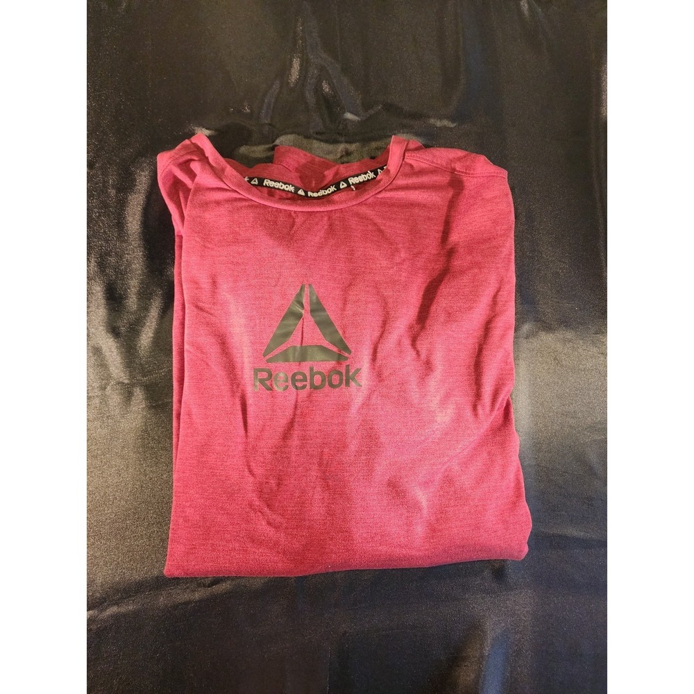 Reebok Womens Long Sleeve Performance Workout Top Maroon Red Delta Logo Large